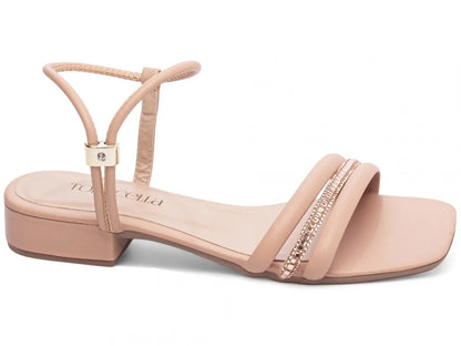 Sandália Baixa Torricella Napa Rose com Strass | Hyly Prime