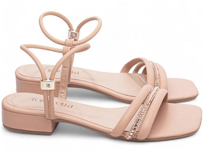 Sandália Baixa Torricella Napa Rose com Strass | Hyly Prime