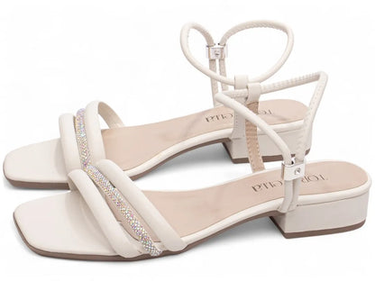 Sandália Baixa Torricella Napa Rose com Strass | Hyly Prime