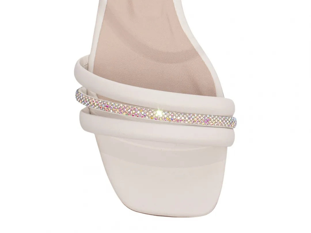 Sandália Baixa Torricella Napa Rose com Strass | Hyly Prime