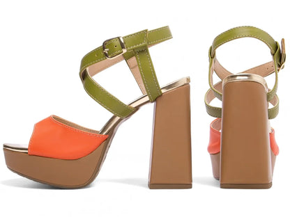 Sandália Feminina Meia Pata Bege com Salto Bloco – Torricella Original