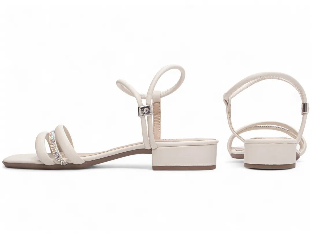 Sandália Baixa Torricella Napa Rose com Strass | Hyly Prime