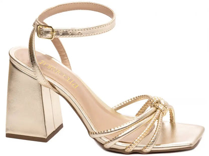 Sandália Ouro Light Salto Grosso 9cm Confortável