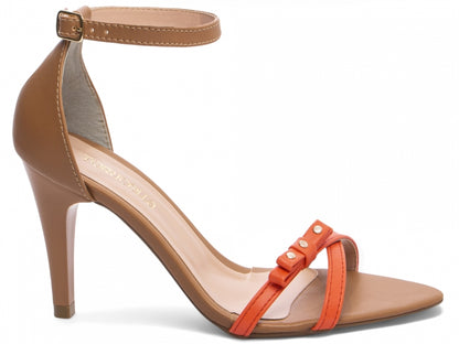 Sandália Napa Laranja e Bege Torricella 2056A Hyly Prime