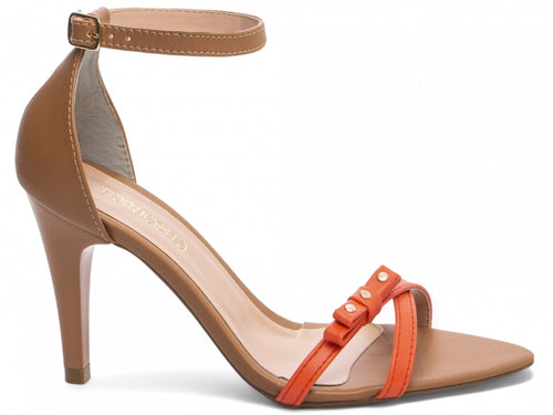 Sandália Napa Laranja e Bege Torricella 2056A Hyly Prime