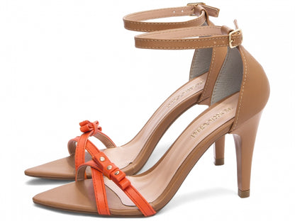 Sandália Napa Laranja e Bege Torricella 2056A Hyly Prime
