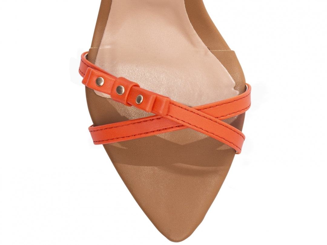 Sandália Napa Laranja e Bege Torricella 2056A Hyly Prime