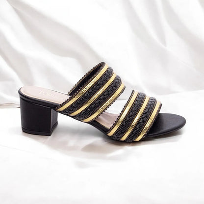 Sandália Torricella Napa Trançado Preto e Dourado | Black Friday Hyly Prime