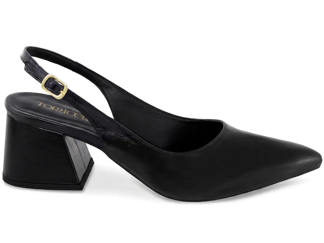 Sapato Scarpin Slingback Preto Salto Bloco 6cm