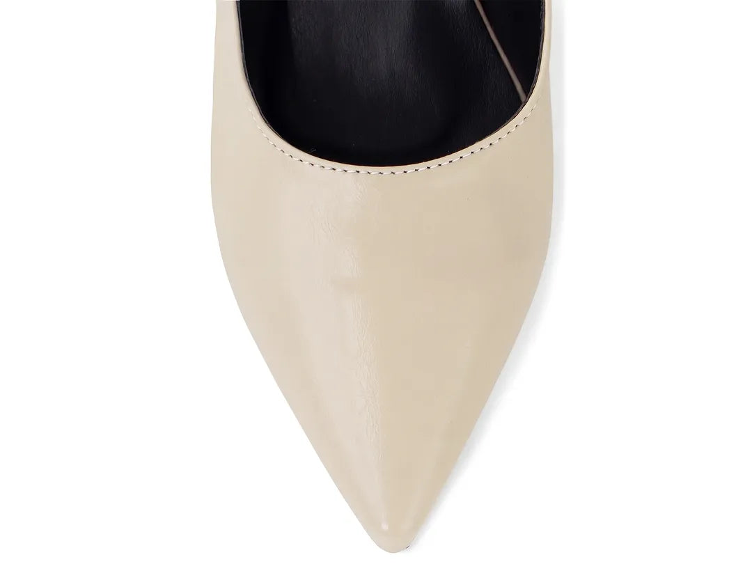 Sapato Scarpin Slingback Bege Salto Bloco 6cm