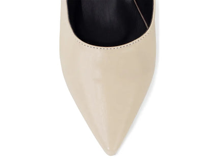Sapato Scarpin Slingback Bege Salto Bloco 6cm