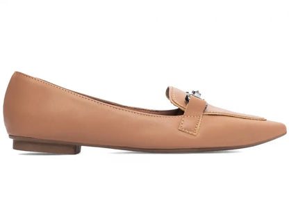 Sapatilha Mocassim Feminina Napa Caramelo com Bridão Grafite
