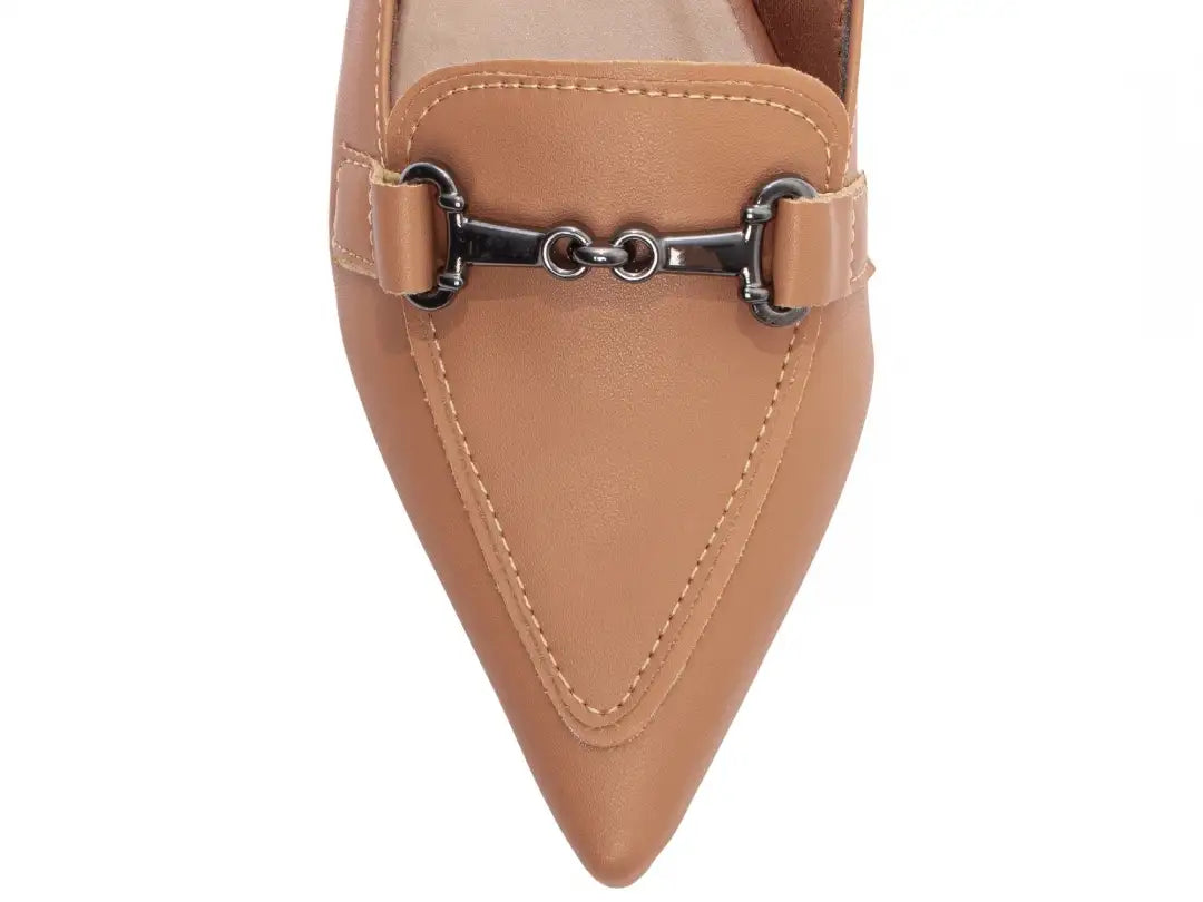 Sapatilha Mocassim Feminina Napa Caramelo com Bridão Grafite