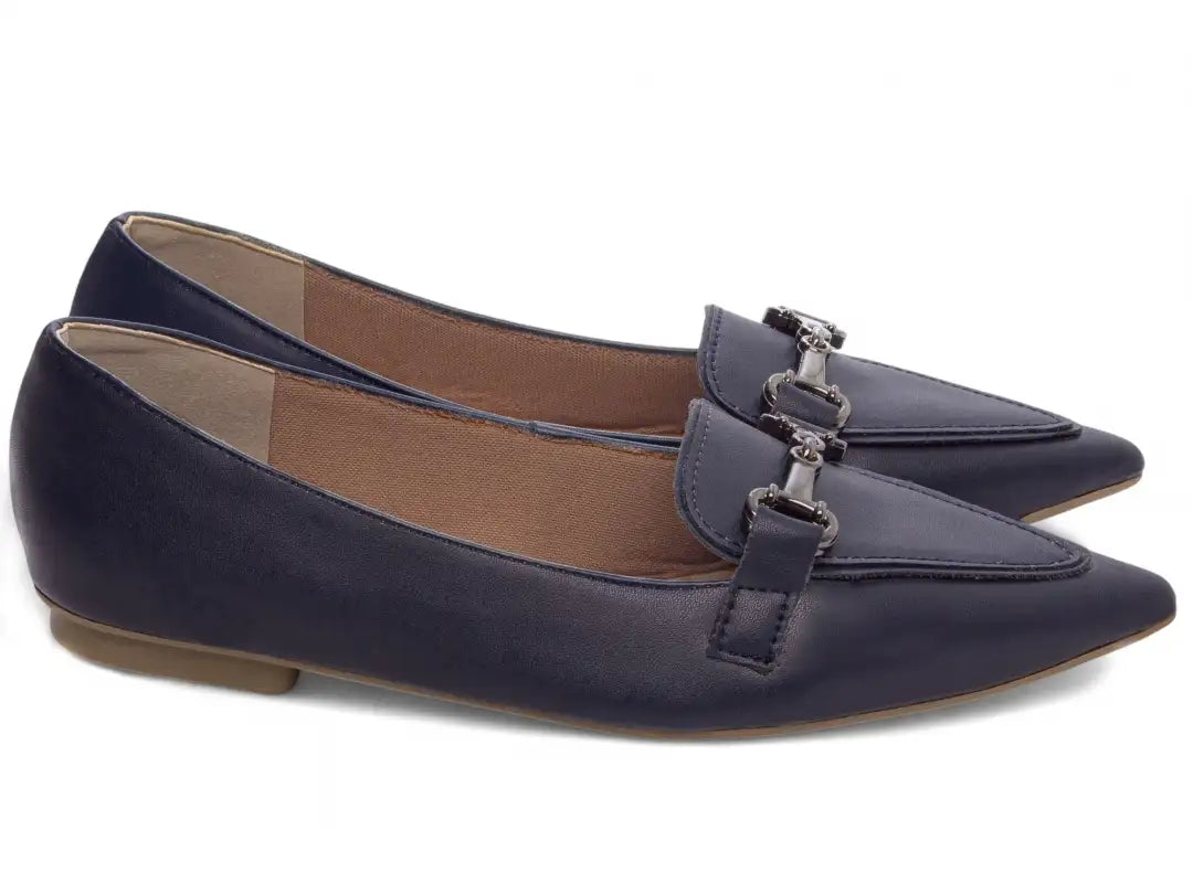 Sapatilha Mocassim Azul Feminina Elegante e Confortável Bico Fino