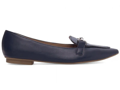 Sapatilha Mocassim Azul Feminina Elegante e Confortável Bico Fino