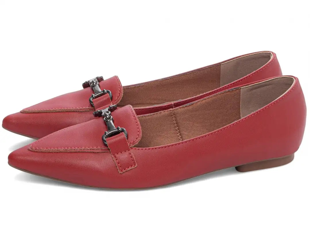Sapatilha Mocassim Vermelha Bico Fino Feminina Elegante e Confortável
