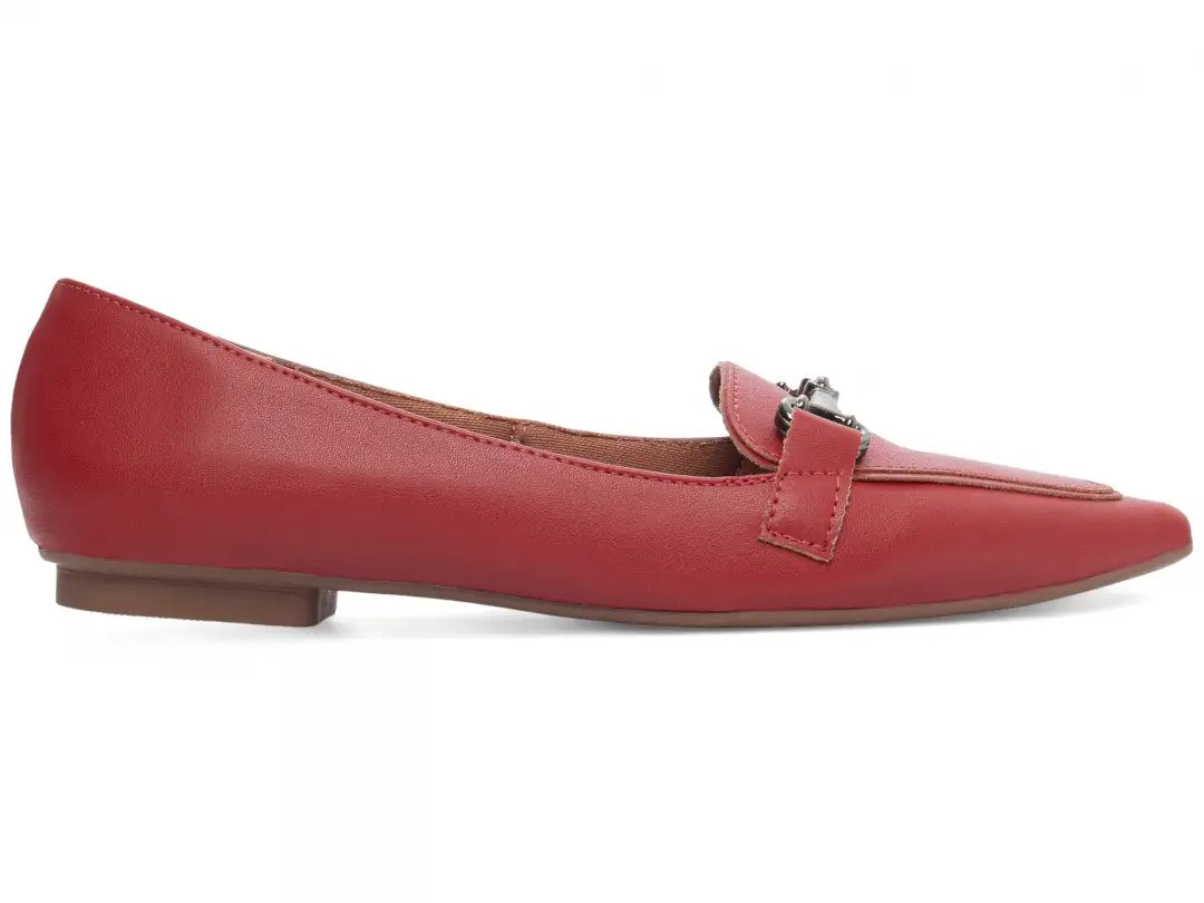 Sapatilha Mocassim Vermelha Bico Fino Feminina Elegante e Confortável