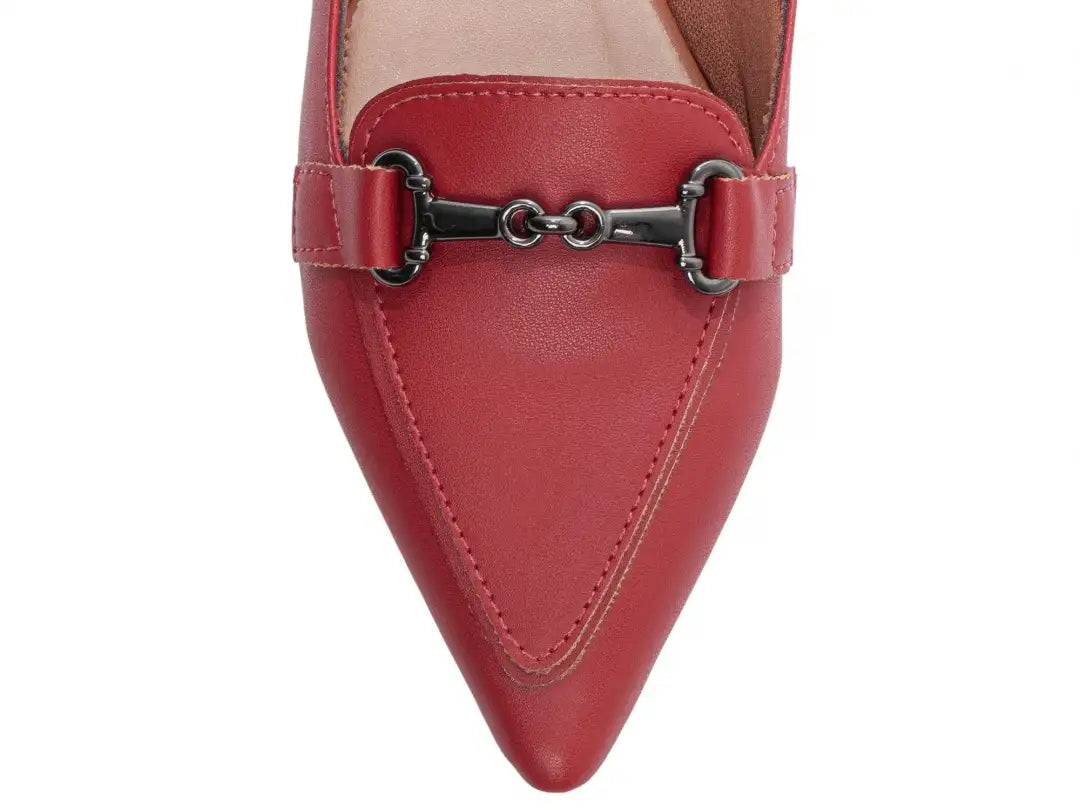 Sapatilha Mocassim Vermelha Bico Fino Feminina Elegante e Confortável