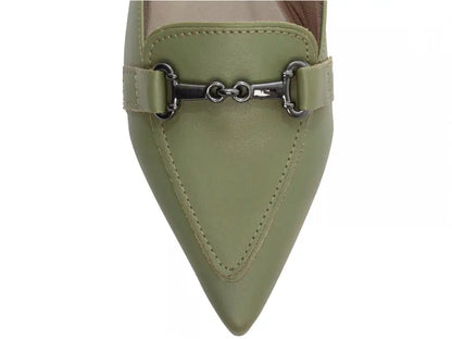 Sapatilha Mocassim Feminina Napa Verde Bico Fino