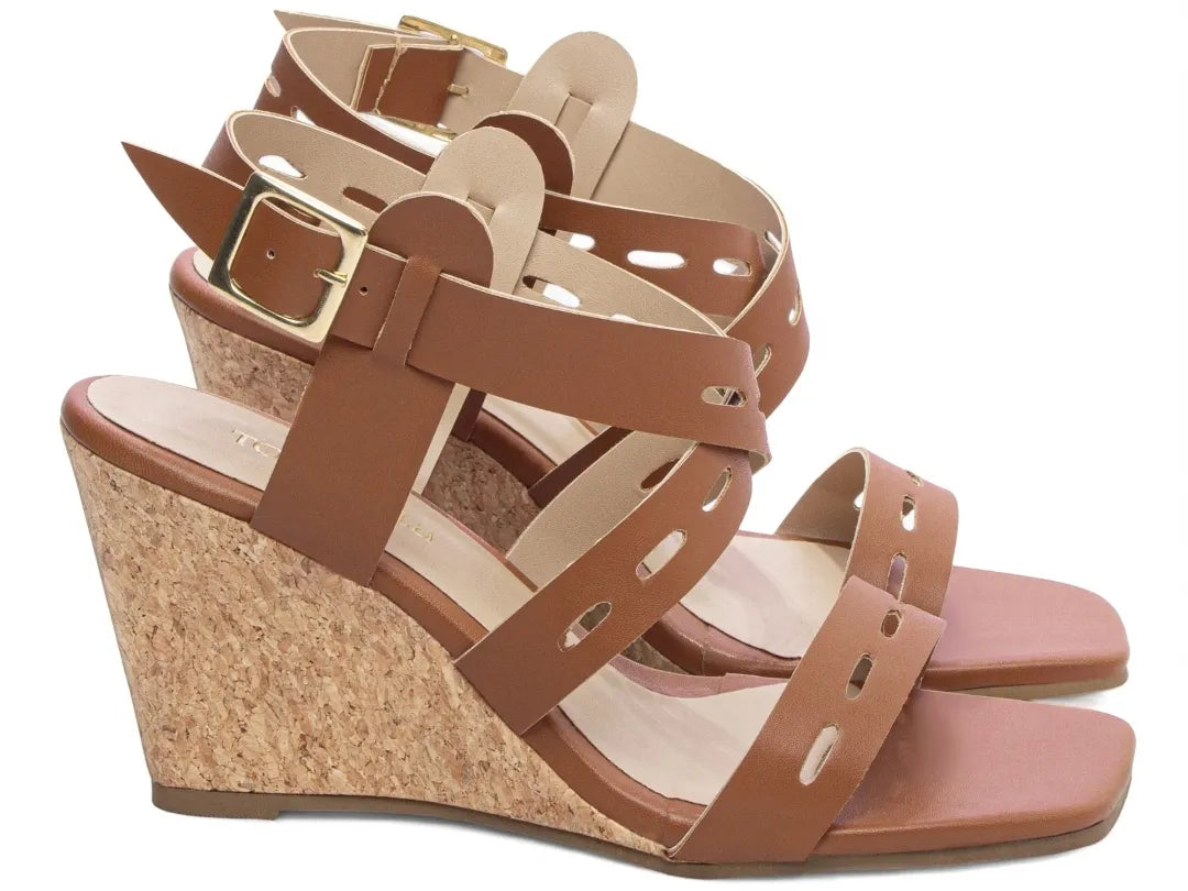 Sandália Anabela Torricella Napa Caramelo – Hyly Prime