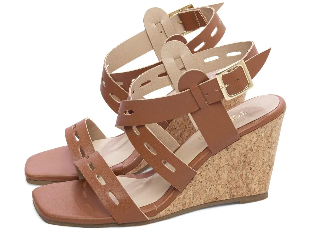 Sandália Anabela Torricella Napa Caramelo – Hyly Prime