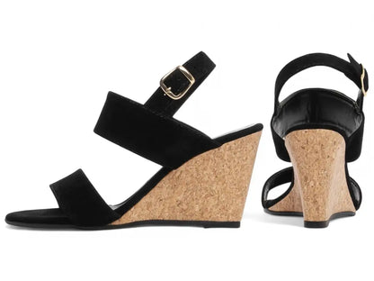 Sandália Feminina Anabela Camurção Preto Conforto e Elegância