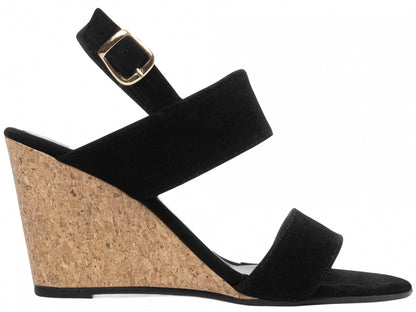 Sandália Feminina Anabela Camurção Preto Conforto e Elegância