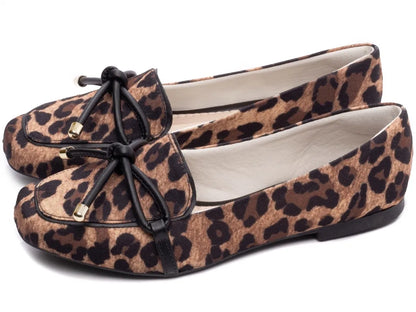Mocassim Feminino Animal Print Onça Rasteiro Confortável