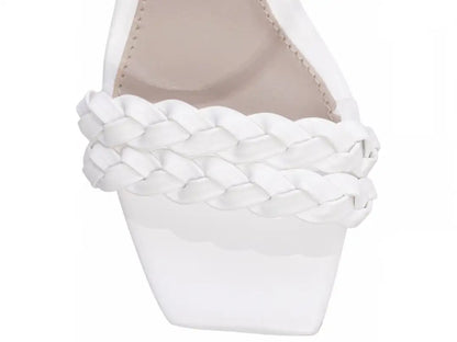 Sandália Napa Branco com Salto Grosso 5,5 cm Antiderrapante