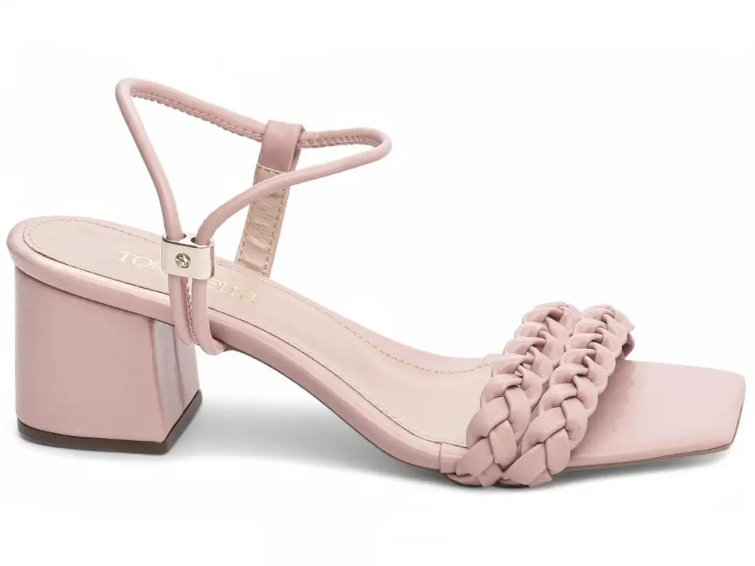 Sandália Feminina Rosa com Salto Grosso com 5,5 cm Antiderrapante