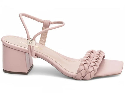 Sandália Feminina Rosa com Salto Grosso com 5,5 cm Antiderrapante