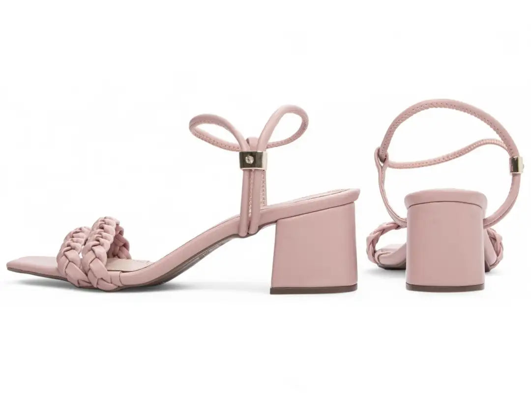 Sandália Feminina Rosa com Salto Grosso com 5,5 cm Antiderrapante