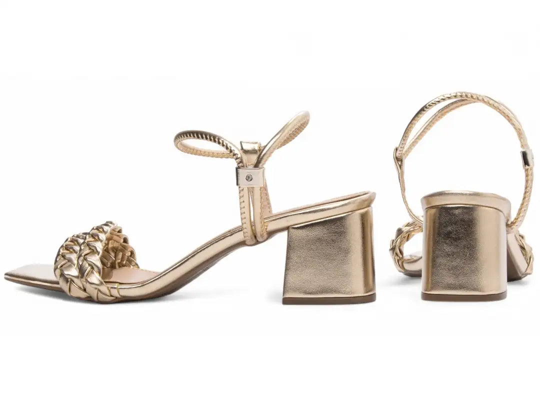 Sandália Dourado Salto: Grosso com 5,5 cm Antiderrapante