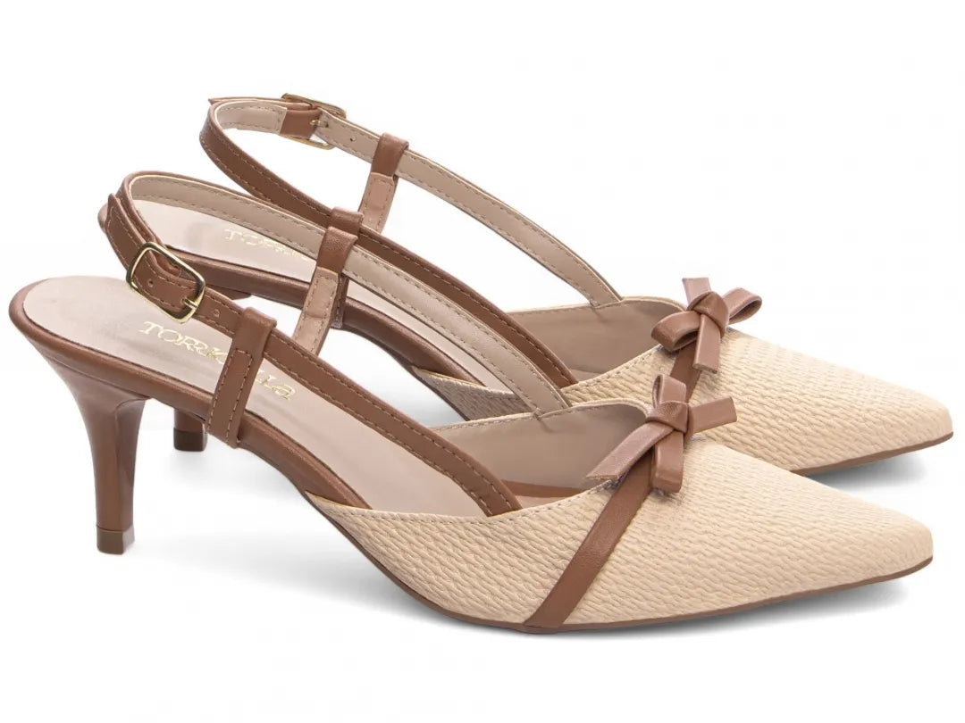 Scarpin Torricella Napa Caramelo e Bege – Hyly Prime