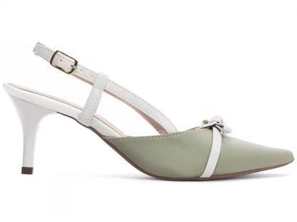 Scarpin Torricella Verde e Off White - Salto Fino 6cm Luxo
