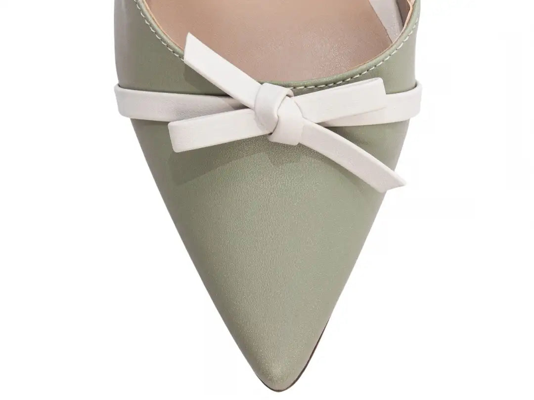 Scarpin Torricella Verde e Off White - Salto Fino 6cm Luxo