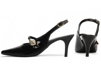 Sapato Scarpin Verniz Preto Salto Fino 6 cm