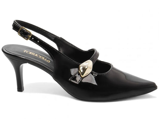 Sapato Scarpin Verniz Preto Salto Fino 6 cm