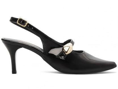 Sapato Scarpin Verniz Preto Salto Fino 6 cm