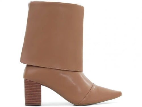 Bota Cano Curto Napa Caramelo Salto Rigato 6cm