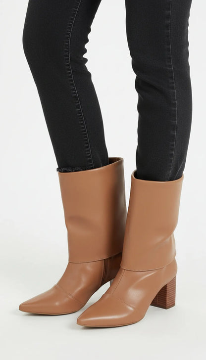 Bota Cano Curto Napa Caramelo Salto Rigato 6cm