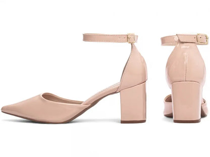 Sapato Scarpin Verniz Rose com Salto Médio 6,5 cm