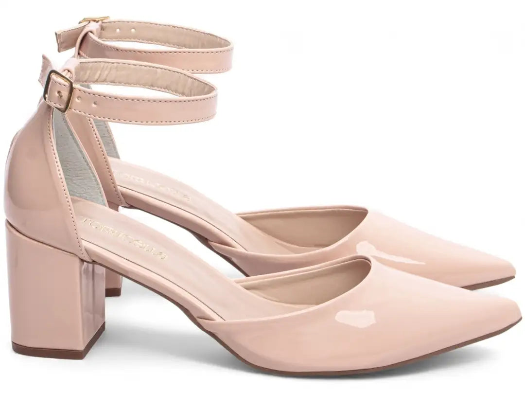 Sapato Scarpin Verniz Rose com Salto Médio 6,5 cm