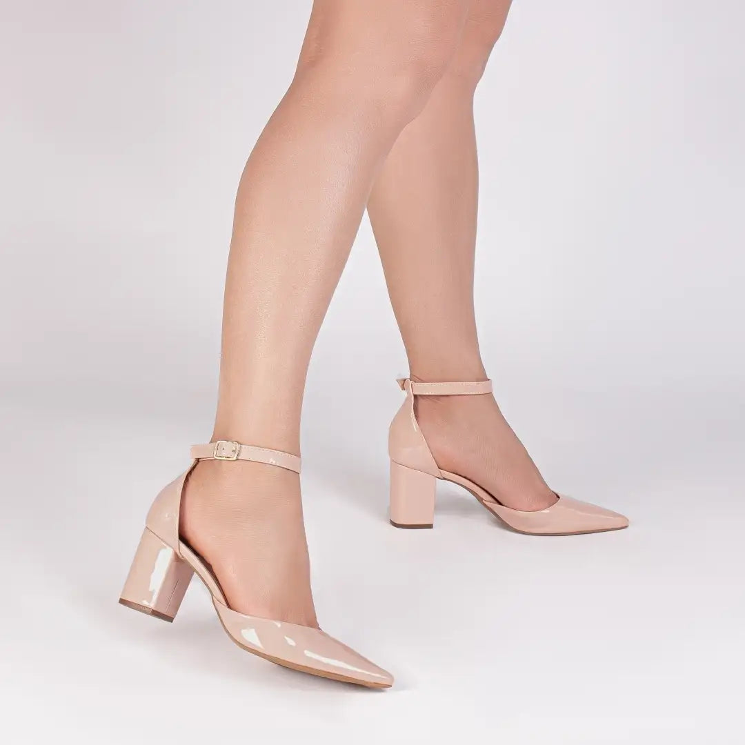 Sapato Scarpin Verniz Rose com Salto Médio 6,5 cm