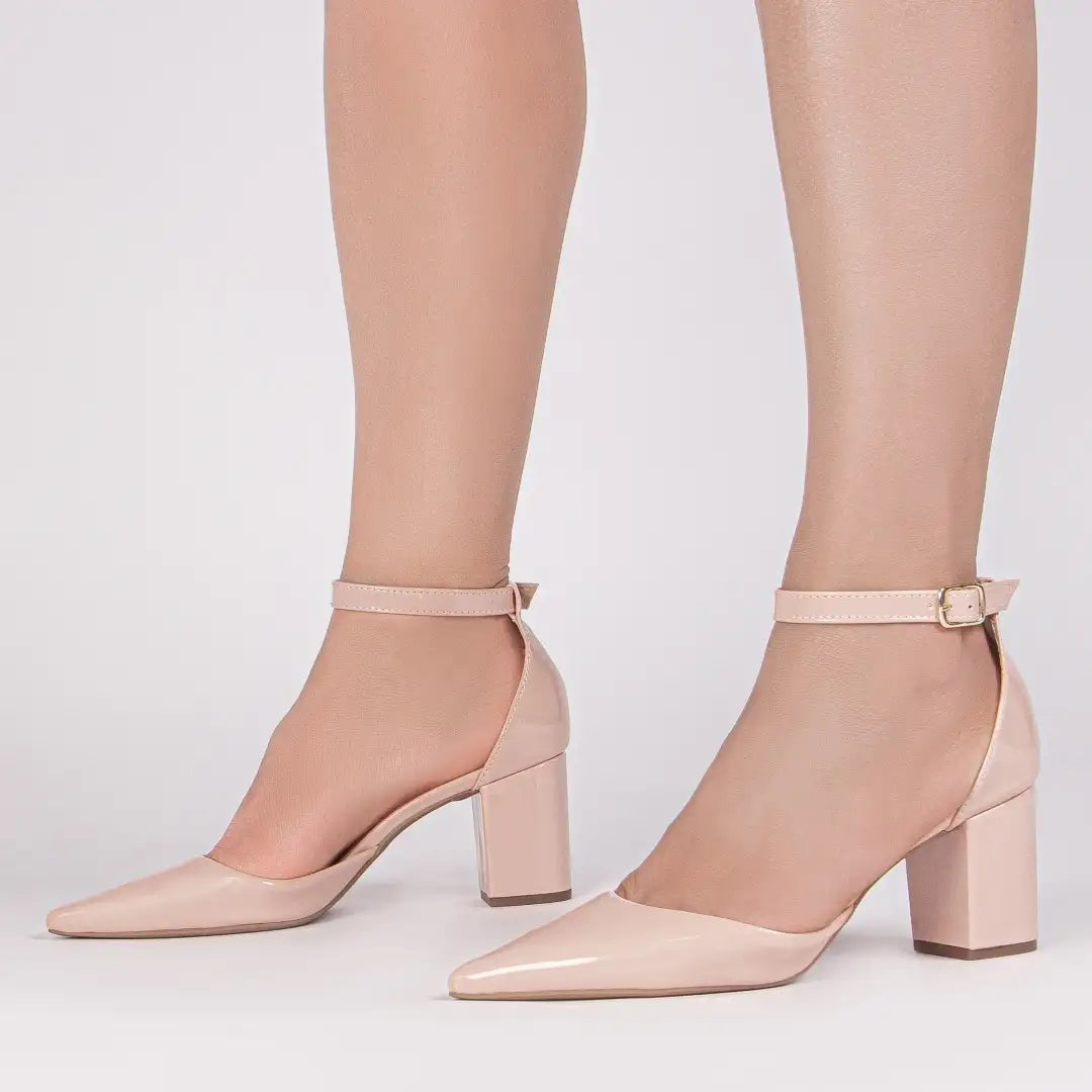 Sapato Scarpin Verniz Rose com Salto Médio 6,5 cm