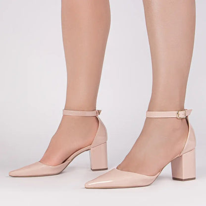 Sapato Scarpin Verniz Rose com Salto Médio 6,5 cm