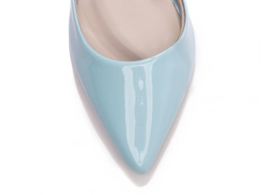 Sapato Scarpin Verniz Azul Salto 9cm com Fivela