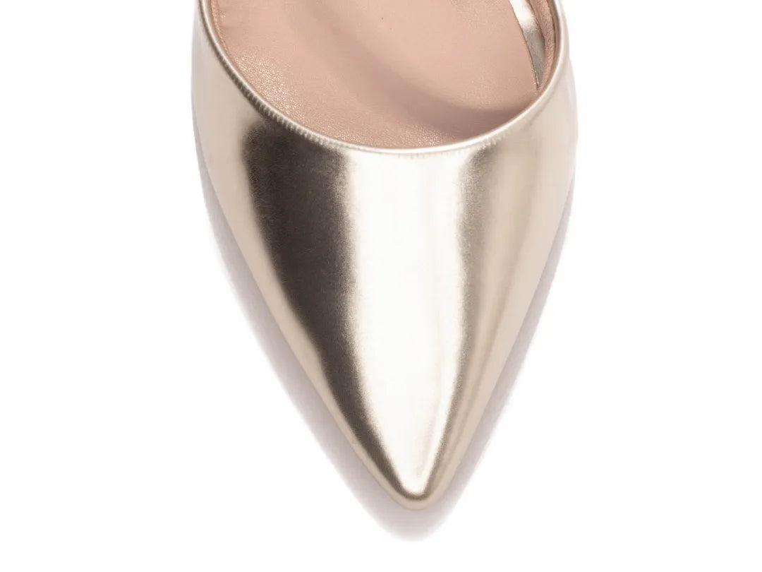 Sapato Scarpin Ouro Light Metalizado Salto 9cm com Fivela