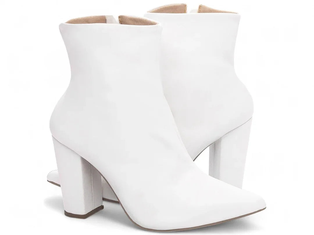 Bota Cano Curto Torricella Napa Branco 65-04B - Hyly Prime