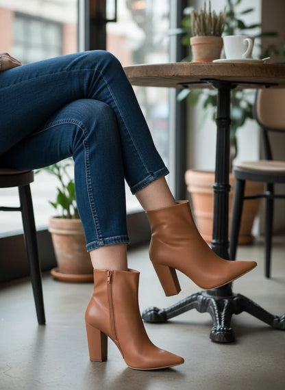 Bota Feminina Caramelo Cano Curto Confortável